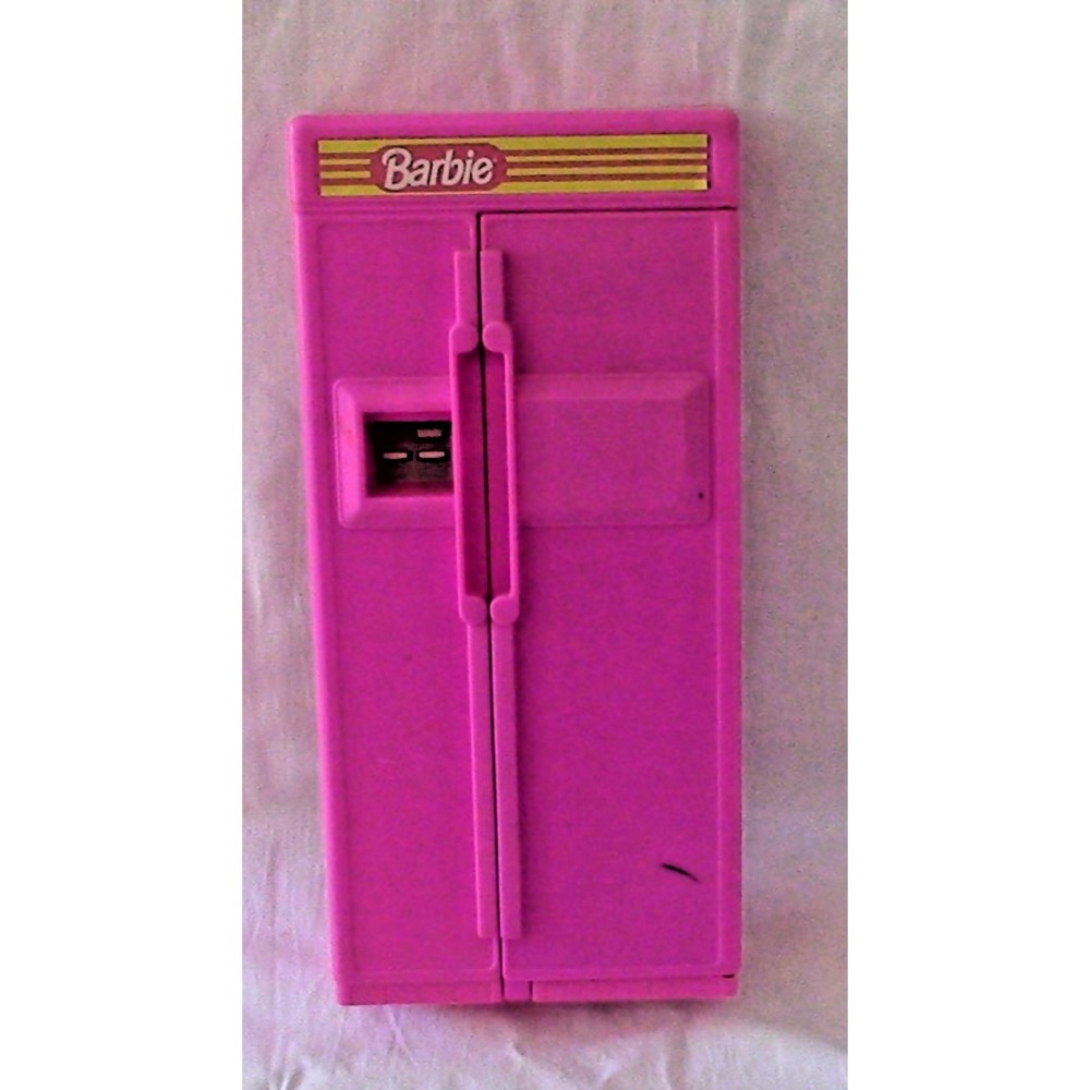 VINTAGE 1990 MATTEL BARBIE DOLL PINK FRIDGE REFRIGERATOR FROM KITCHEN SET #7472